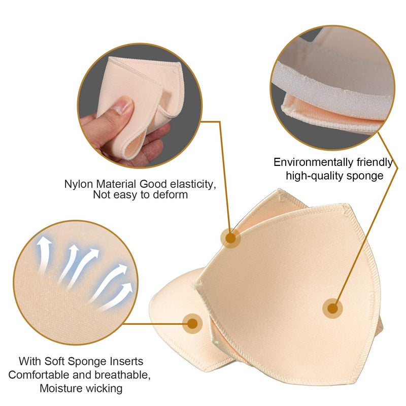 TopBine Bra Pads Inserts (2 Pairs D/E Beige, D/E) - Image 3